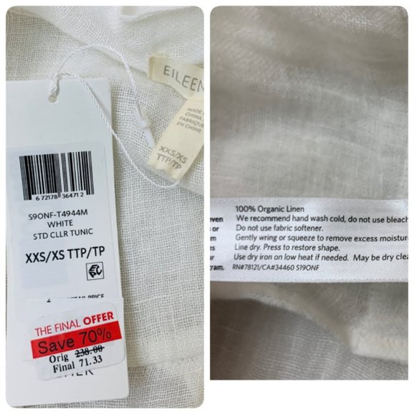 Eileen Fisher Organic Linen Gauze Tunic Top - Picture 12 of 14